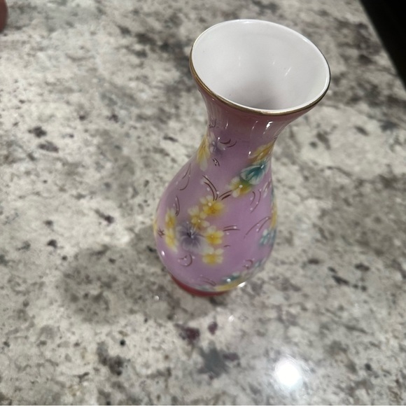 Hand Painted Porcelain Vase Made In Portugal Pink Floral Easter Home Decor - Picture 4 of 7